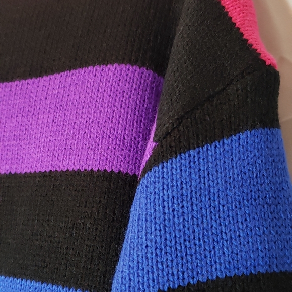 Drop Shoulder Rainbow Striped Pattern Sweater Dress - Picture 10 of 11